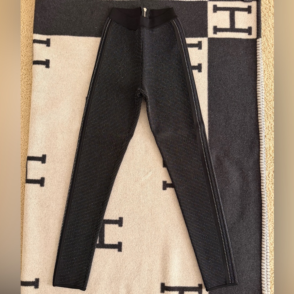 Balmain Knit Leggings with metallic stitching and see through sides